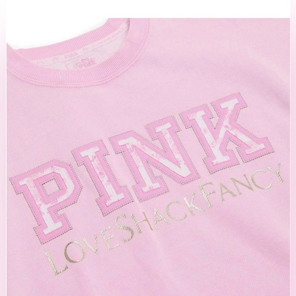 NWT LoveShackFancy Pink Graphic Crew Neck Sweater - Picture 2 of 4